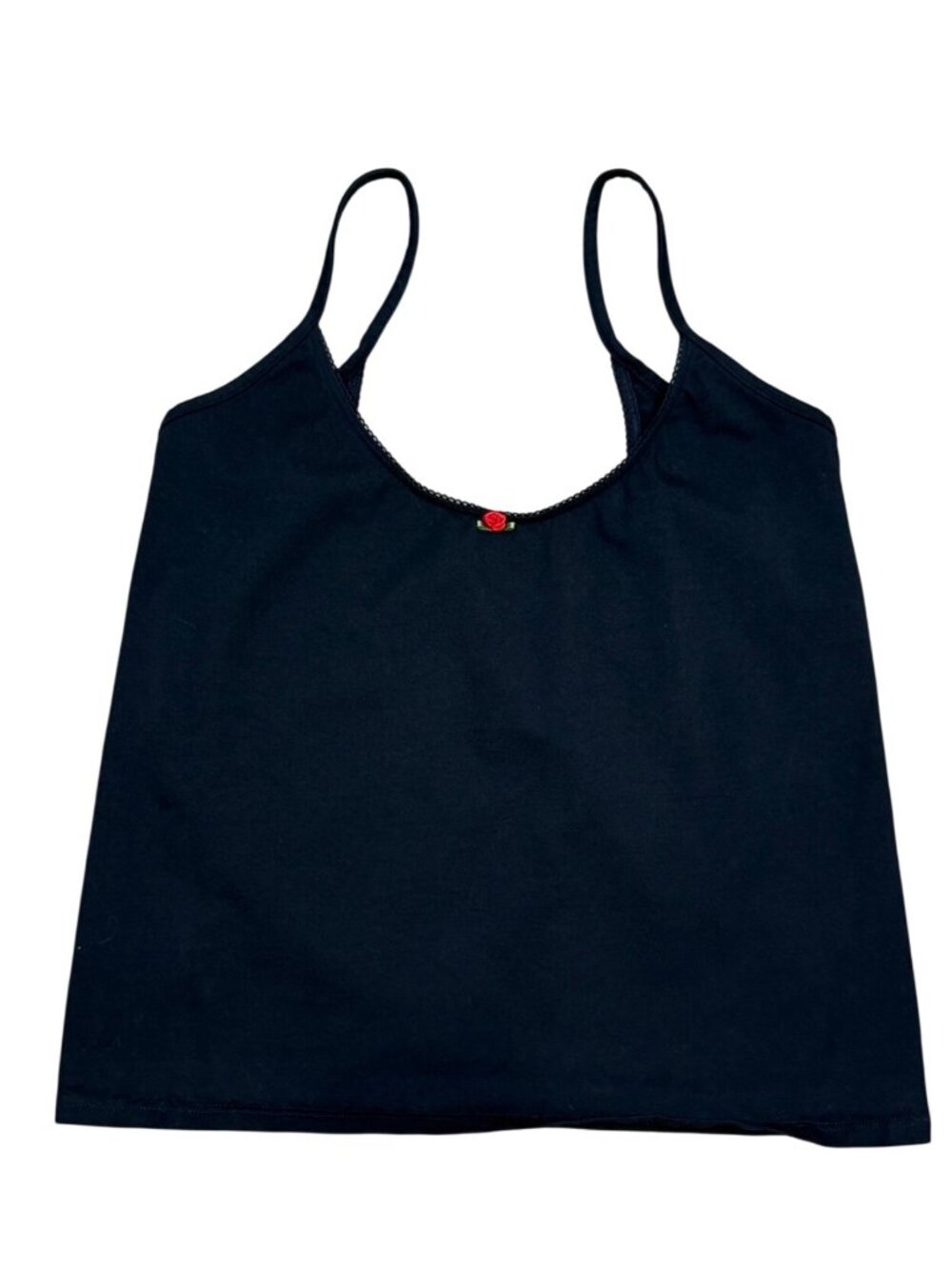 Rat Boi Scoop Back Black Cotton Cami Top Rosette XL